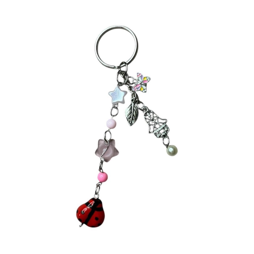 Handmade Lady Bug Beaded Keychain